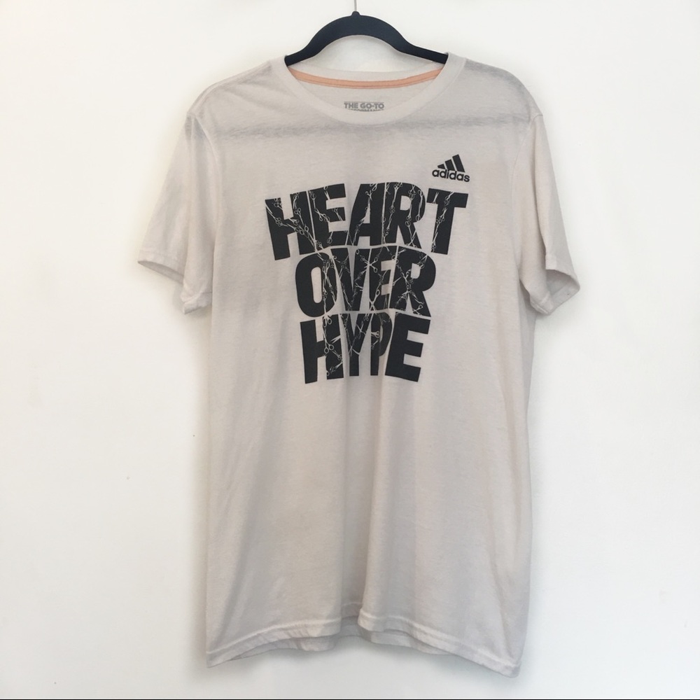 [ADIDAS] "Heart Over Hype" Graphic Tee T-Shirt L